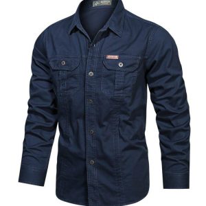 full sleeves double pocket panel shirt
