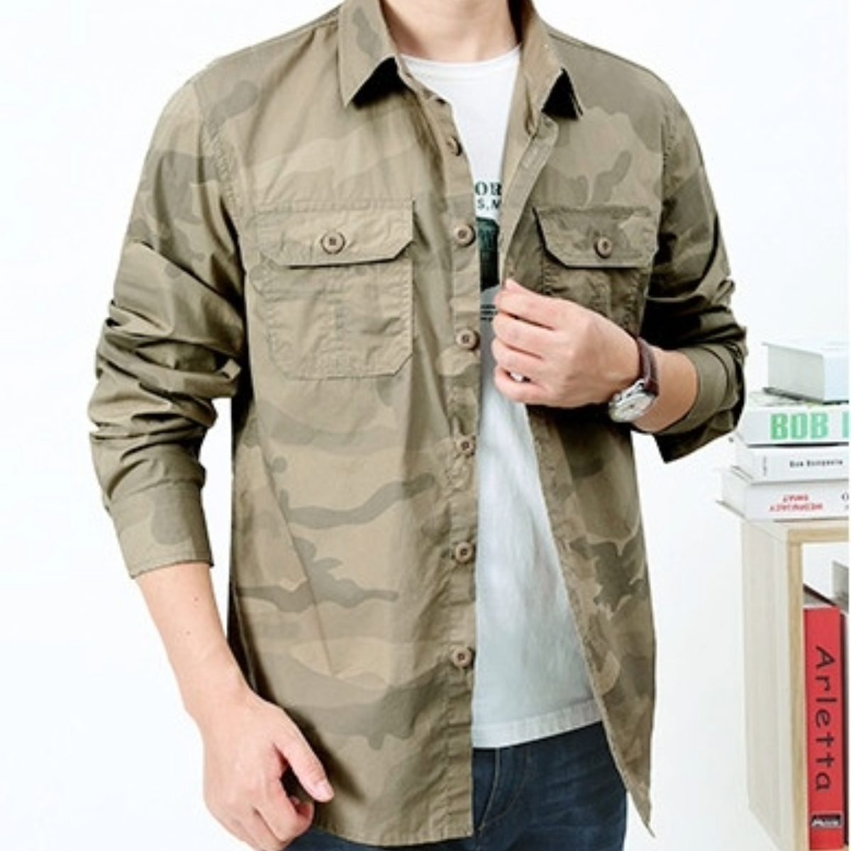 full sleeves double pocket kemo printed shirt full sleeves double pocket kemo printed shirt